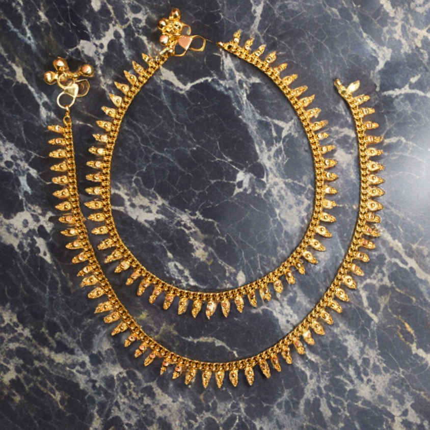 One Gram Gold Plated Anklets - Lightweight Elegant Daily Wear Jewelry
