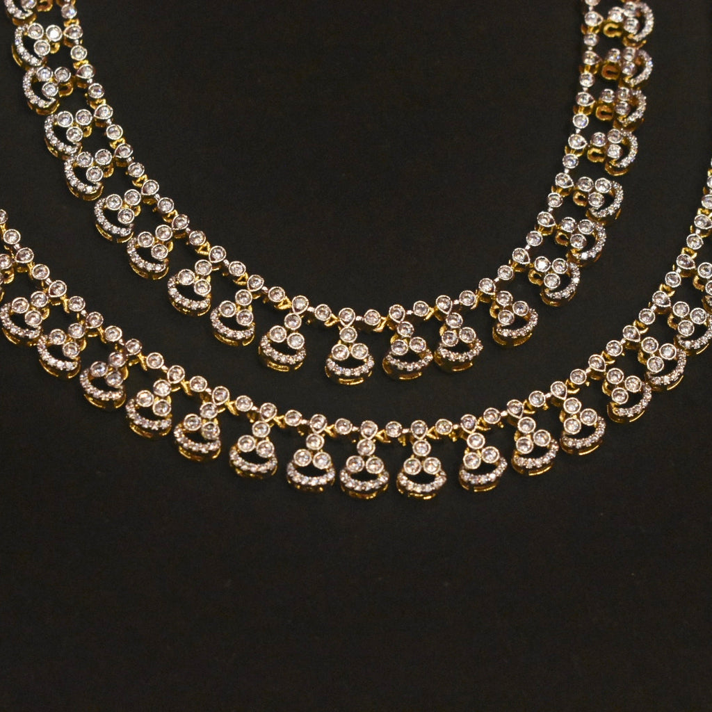 Rhodium-Gold Diamond Look Zircon Anklets