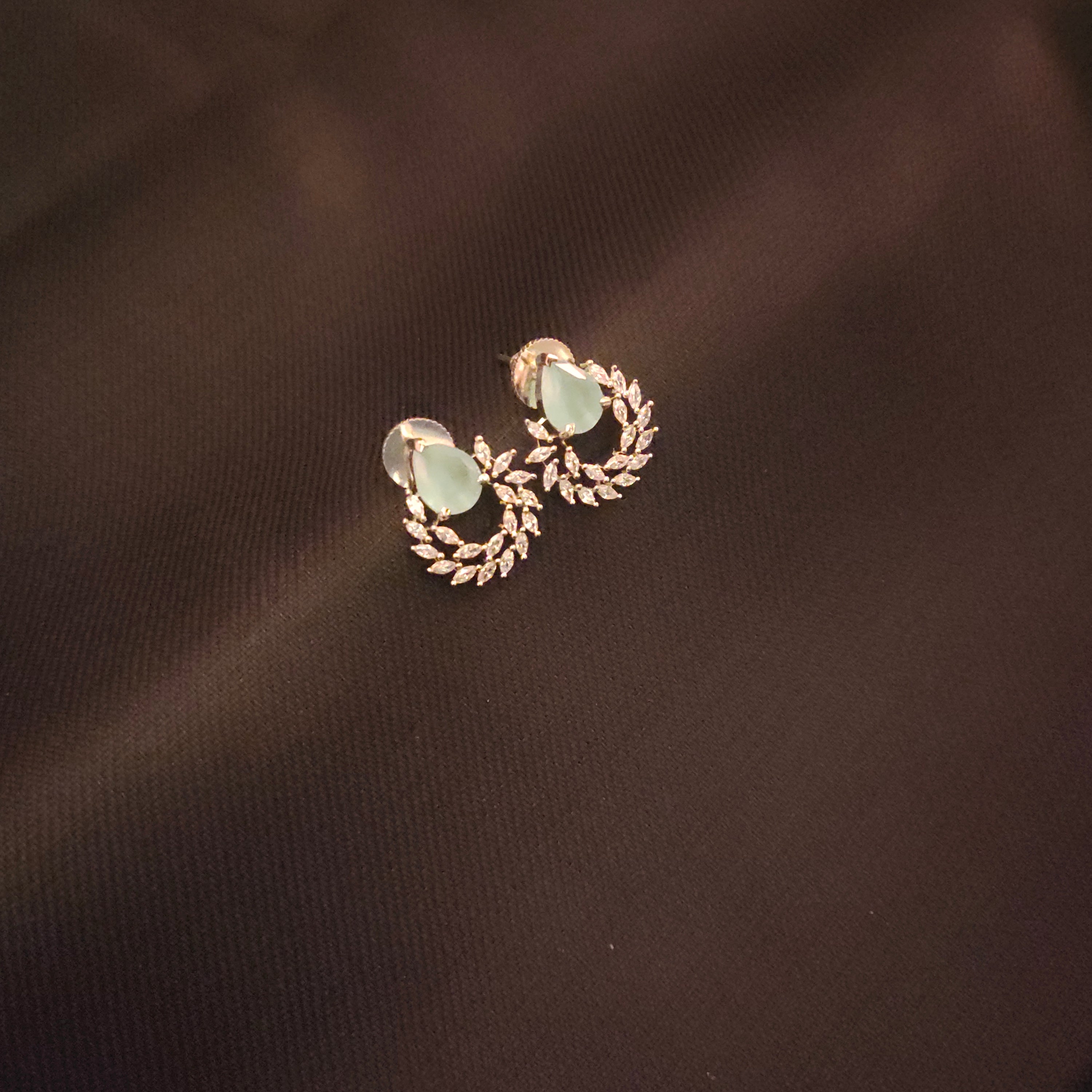 Silver Tone American Diamond Stud Earrings - Modern Minimalist Jewelry