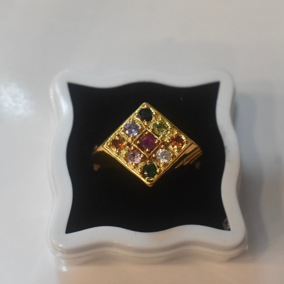 24K Gold Plated Navratna Ring for Men