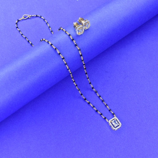 "Elegance Redefined: The Timeless Diamond-Model Black Beads Mangalsutra Chain"