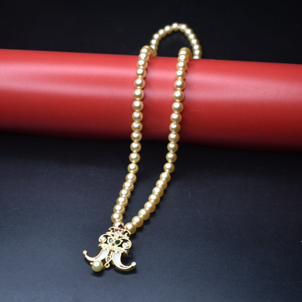 Sparkle & Shine CZ Puligoru Locket Necklace with Pearls for Kids - 28 Inches