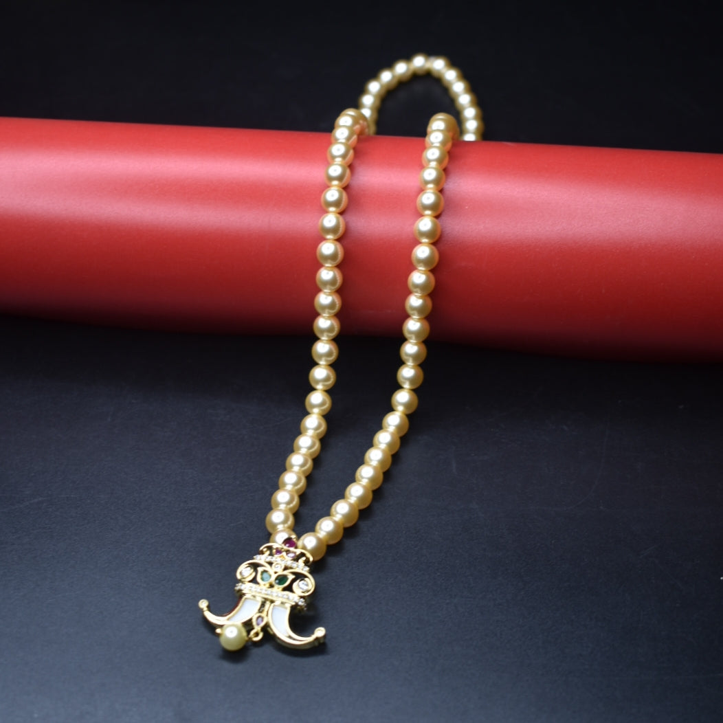 Sparkle & Shine CZ Puligoru Locket Necklace with Pearls for Kids - 28 Inches