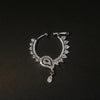 White Rhodium Plated South Indian Nath | No Piercing Nose Ring with Zircon Stones