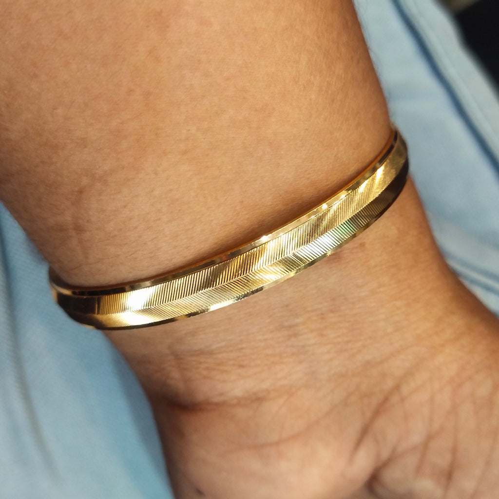 24K Gold Plated Punjabi Sikh Kada for Men - Anti Tarnish Daily Wear Bracelet