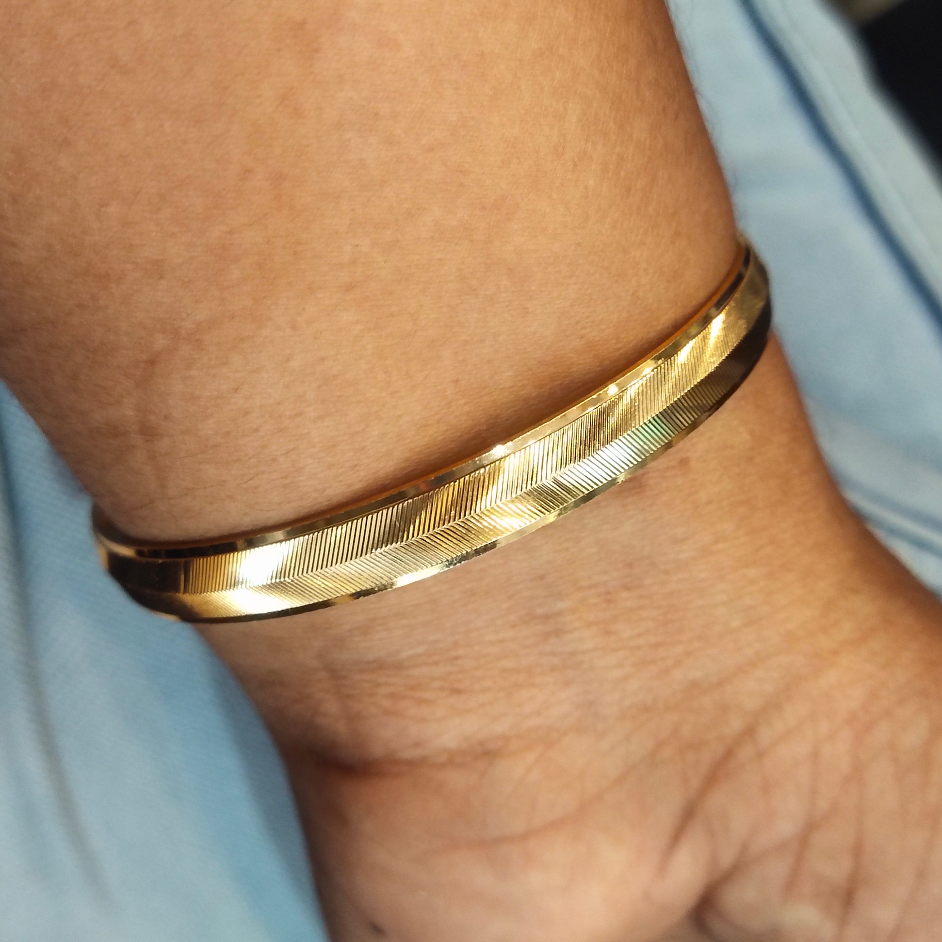 24K Gold Plated Punjabi Sikh Kada for Men - Anti Tarnish Daily Wear Bracelet