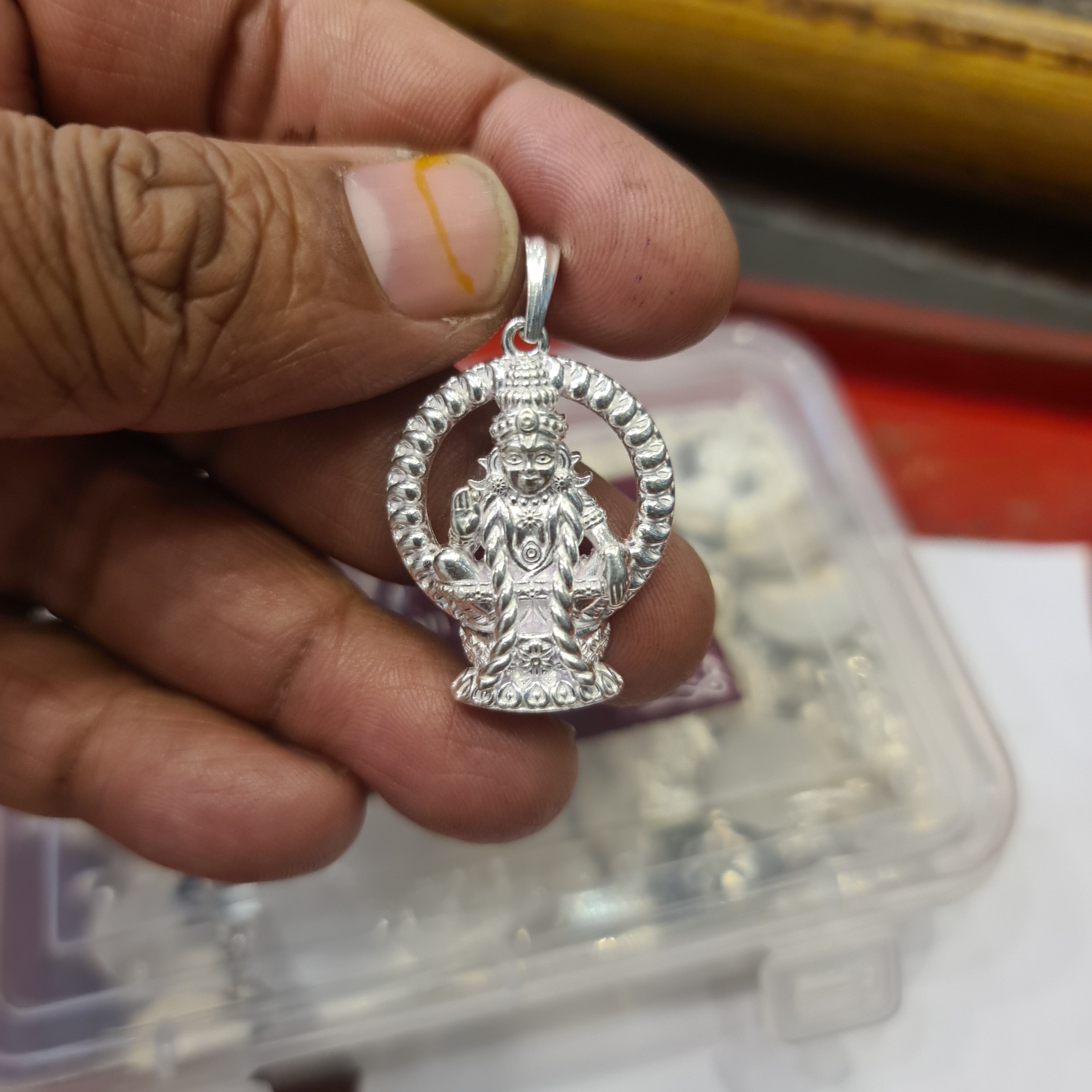 Silver Ayyappan Swami Locket - 800 Purity | 7.3g Temple Jewelry