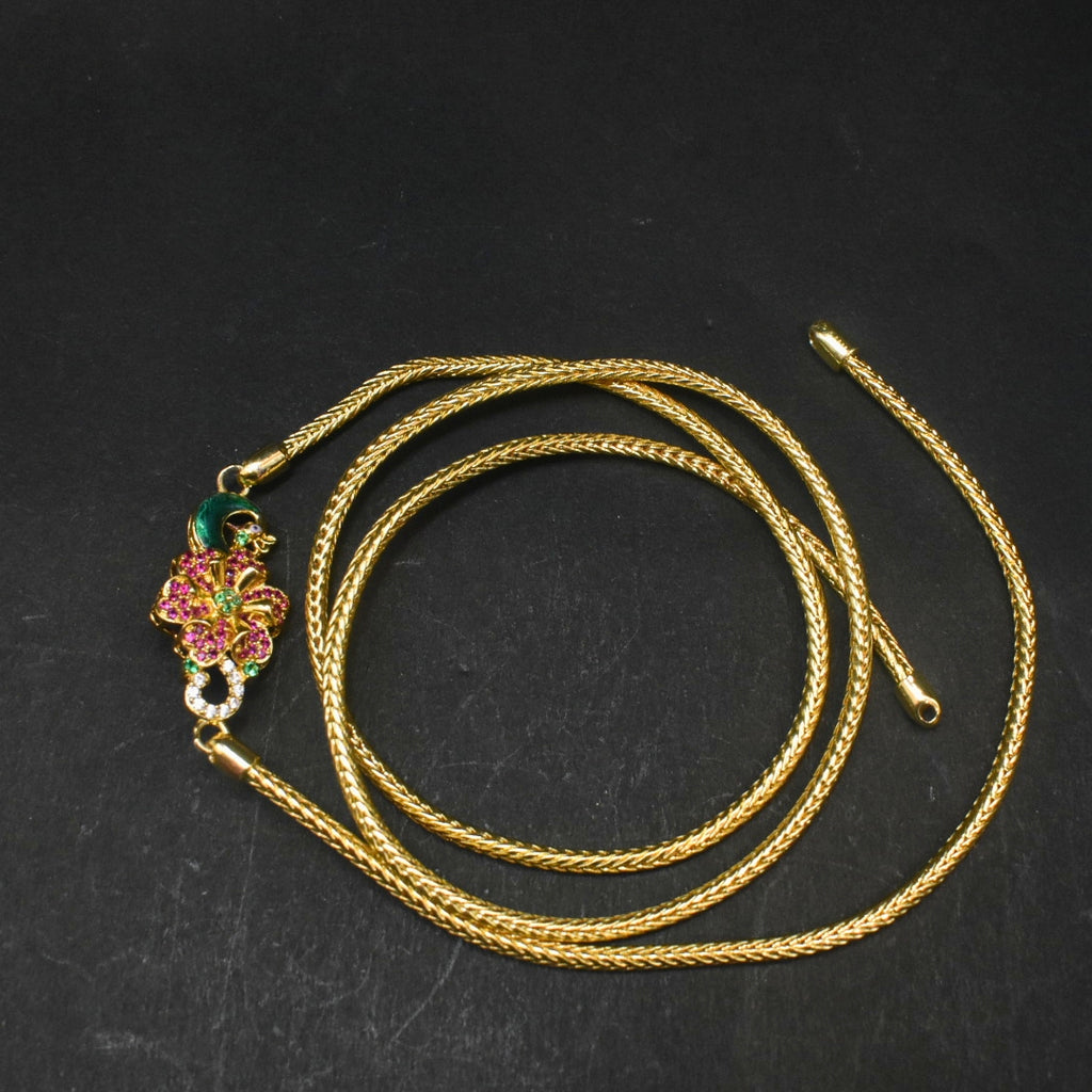 925 Sterling Silver 24K Gold Plated Thali Bottu Mangalsutra Chain - 24 Inches