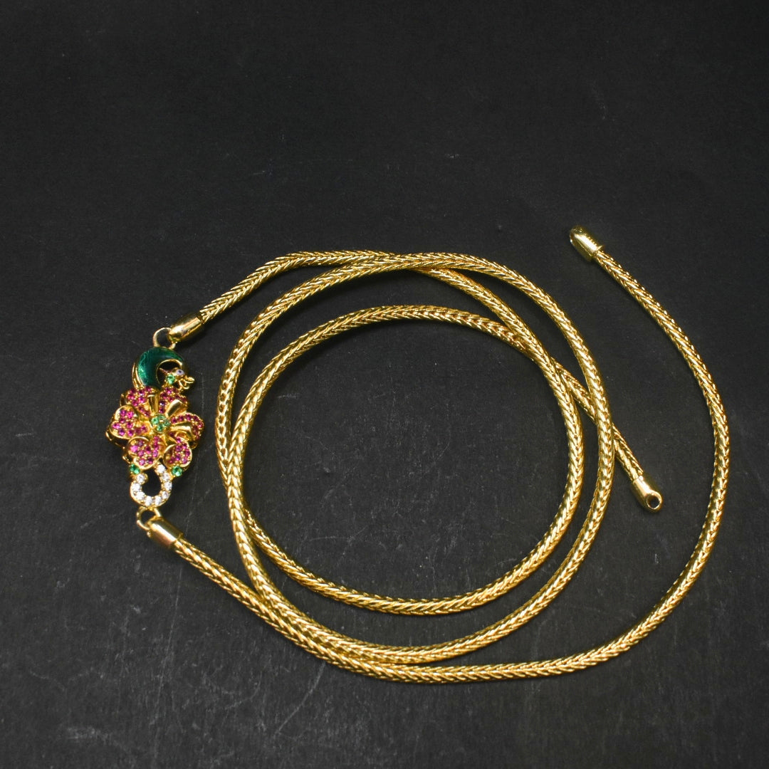 925 Sterling Silver 24K Gold Plated Thali Bottu Mangalsutra Chain - 24 Inches