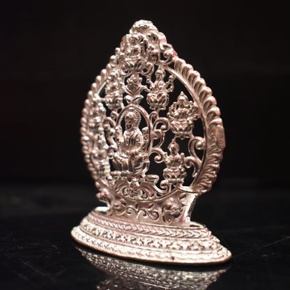 "Crafted Elegance: Handmade Solid Silver Ashtalakshmi Goddess Idol for Divine Décor"