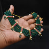 Jadau Kundan Green Beaded Necklace - 5 String Traditional Temple Jewelry