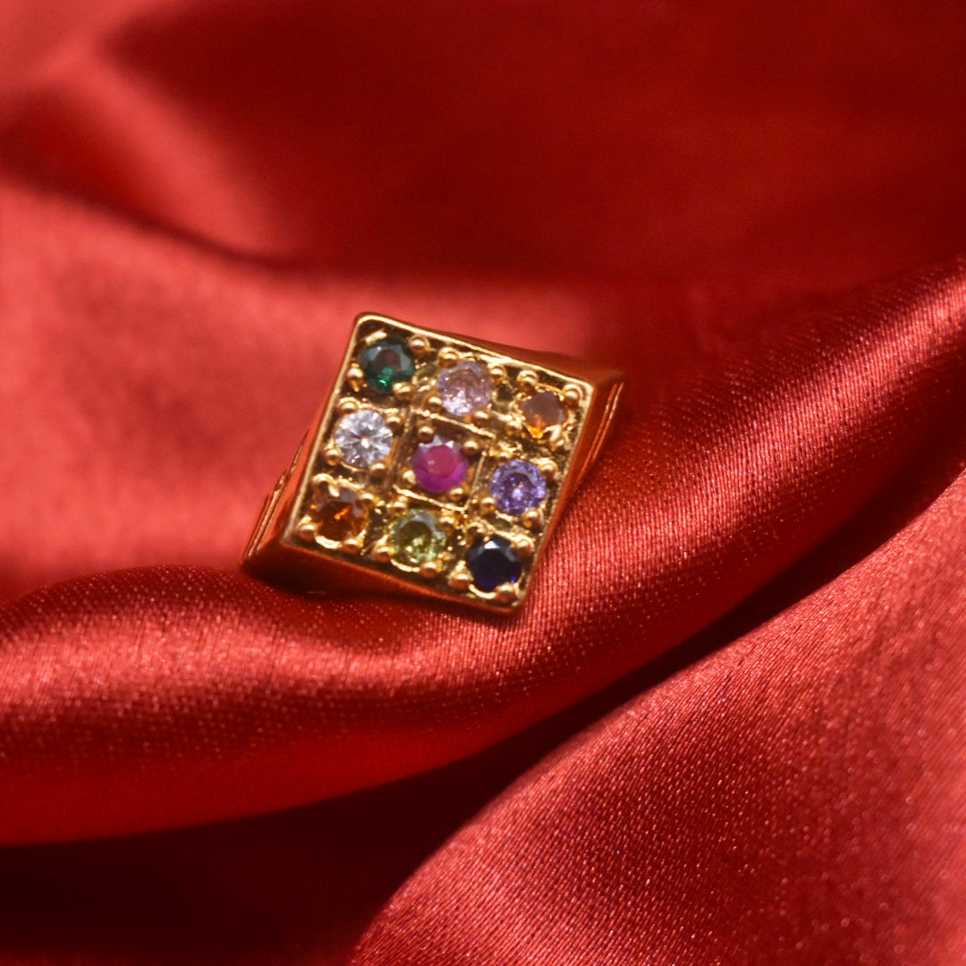 24K Gold Plated Navratna Ring for Men