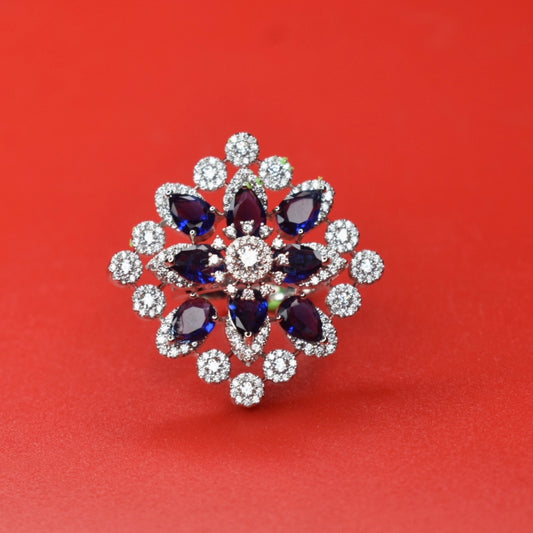 "Blooming Beauty: The Ultimate Floral CZ Finger Ring for Women"