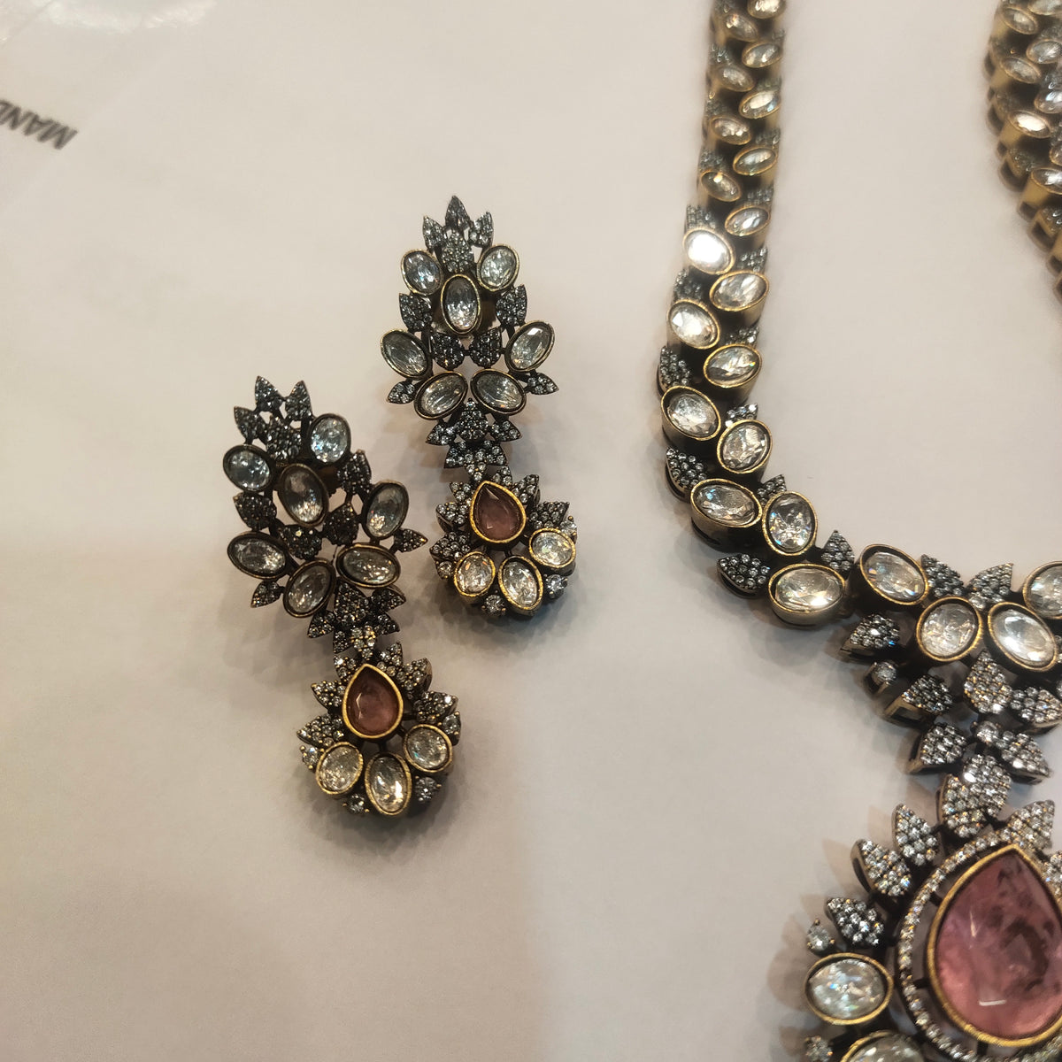 Asp Pink Victorian Polki Necklace Set