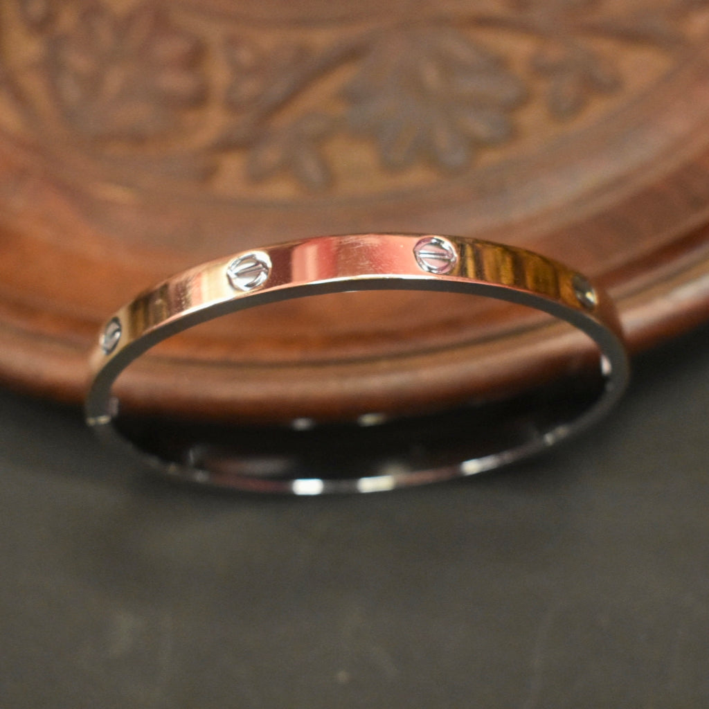 925 Silver Love Bangle Bracelet (Cartier Style) - Gold & Rose Gold Plated - Unisex