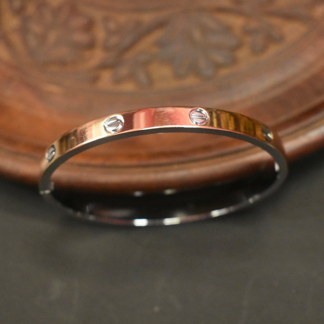 925 Silver Love Bangle Bracelet (Cartier Style) - Gold & Rose Gold Plated - Unisex