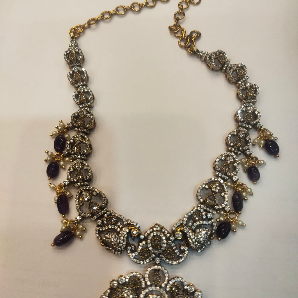 Exquisite Asp Purple Victorian Zircon Necklace Set for a Timeless Look