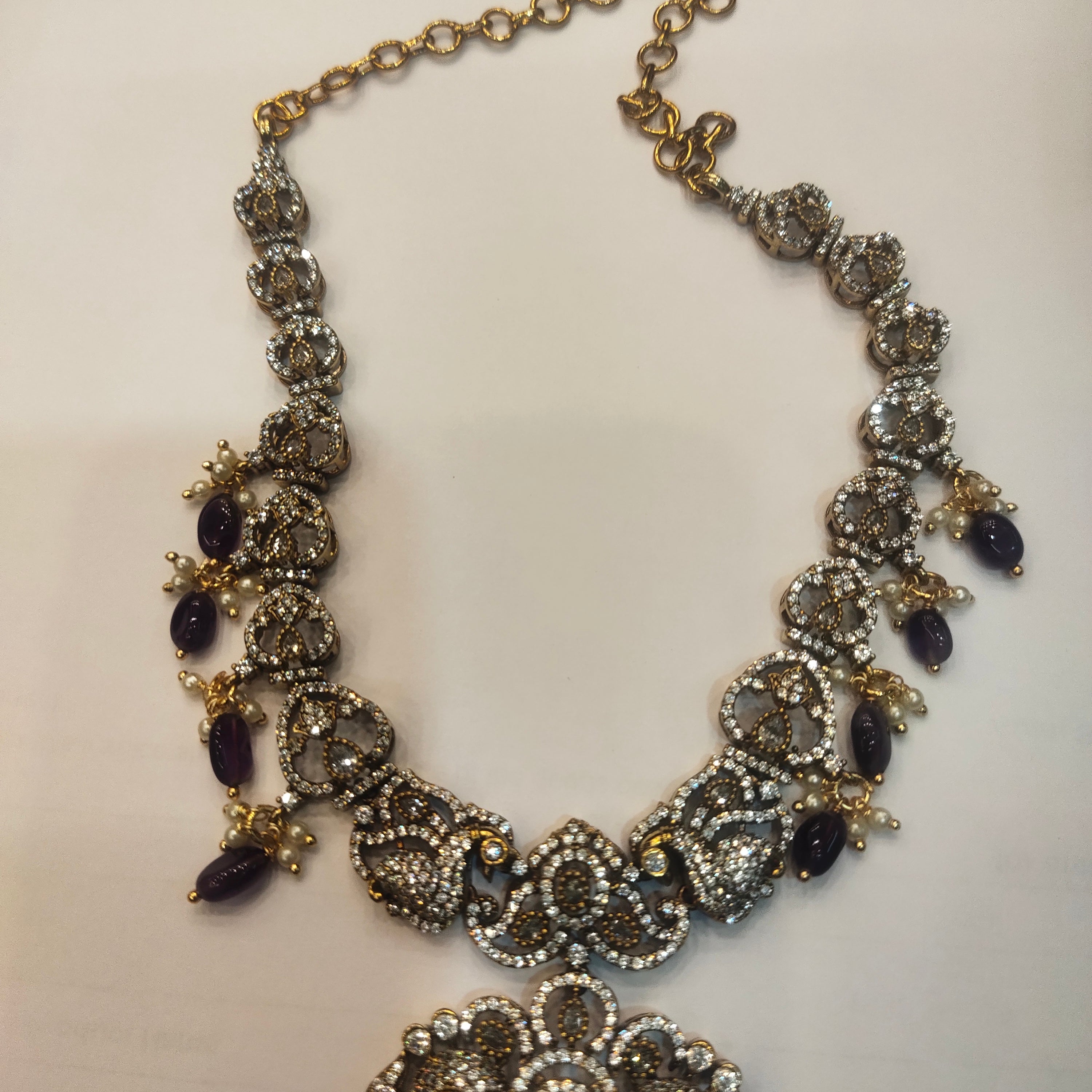 Exquisite Asp Purple Victorian Zircon Necklace Set for a Timeless Look