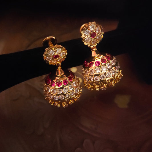 "Glow with Grace: Discover the Elegance of Panchloha Gatti Chatha Kamal Buttalu/Jhumka Earrings Set by Asp Fashion Jewellery"