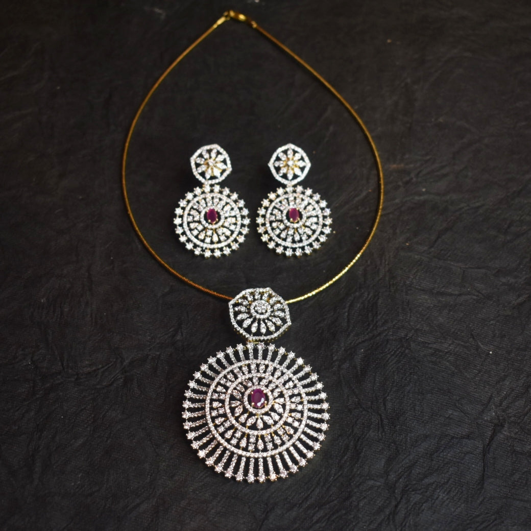 Asp American Diamond Pendent Set