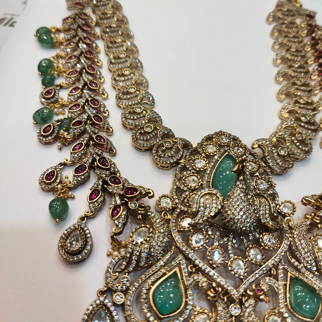 Asp Victorian Green Kundan Double-Layered Necklace