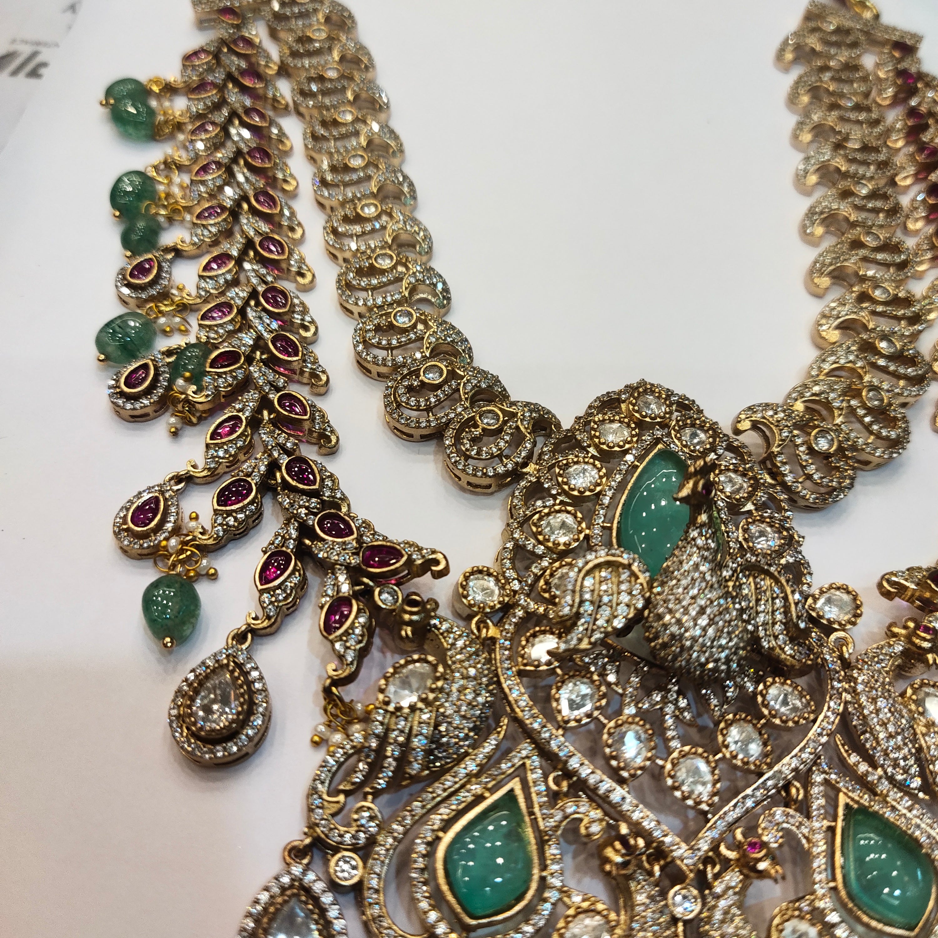 Asp Victorian Green Kundan Double-Layered Necklace