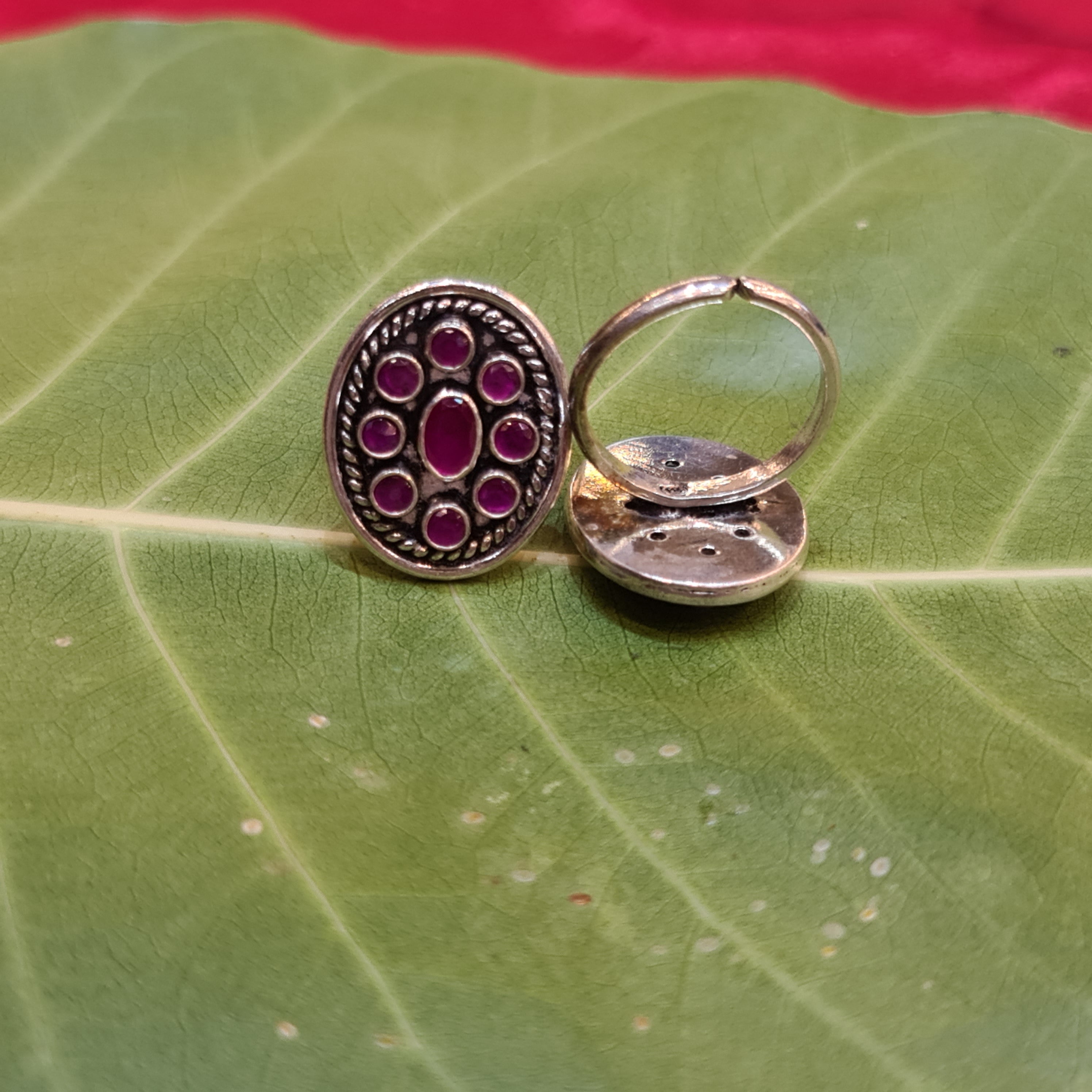 925 Sterling Silver Ruby Emerald Toe Rings - Majestic Gemstone Bichiya 12.8g
