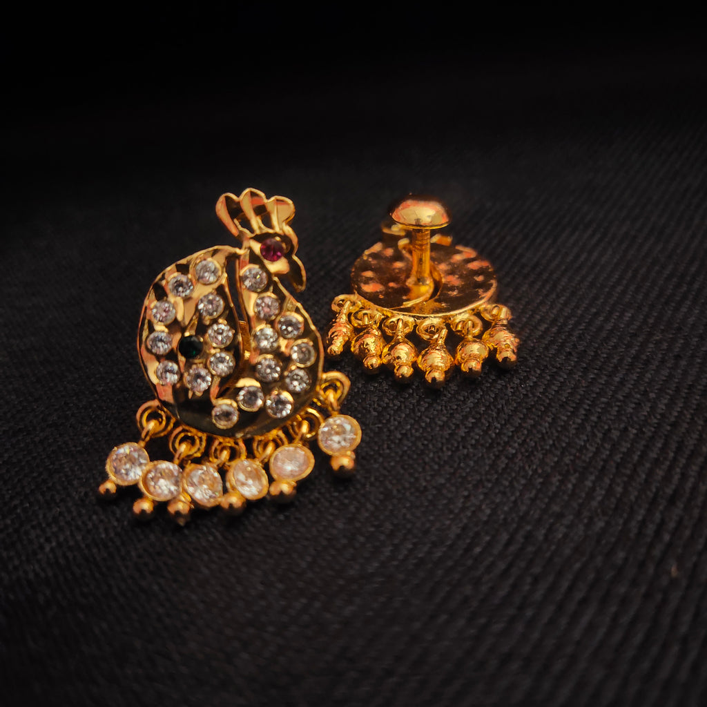 Panchloha Gatti Chatha Peacock Stud Earrings - Dazzling Traditional Elegance