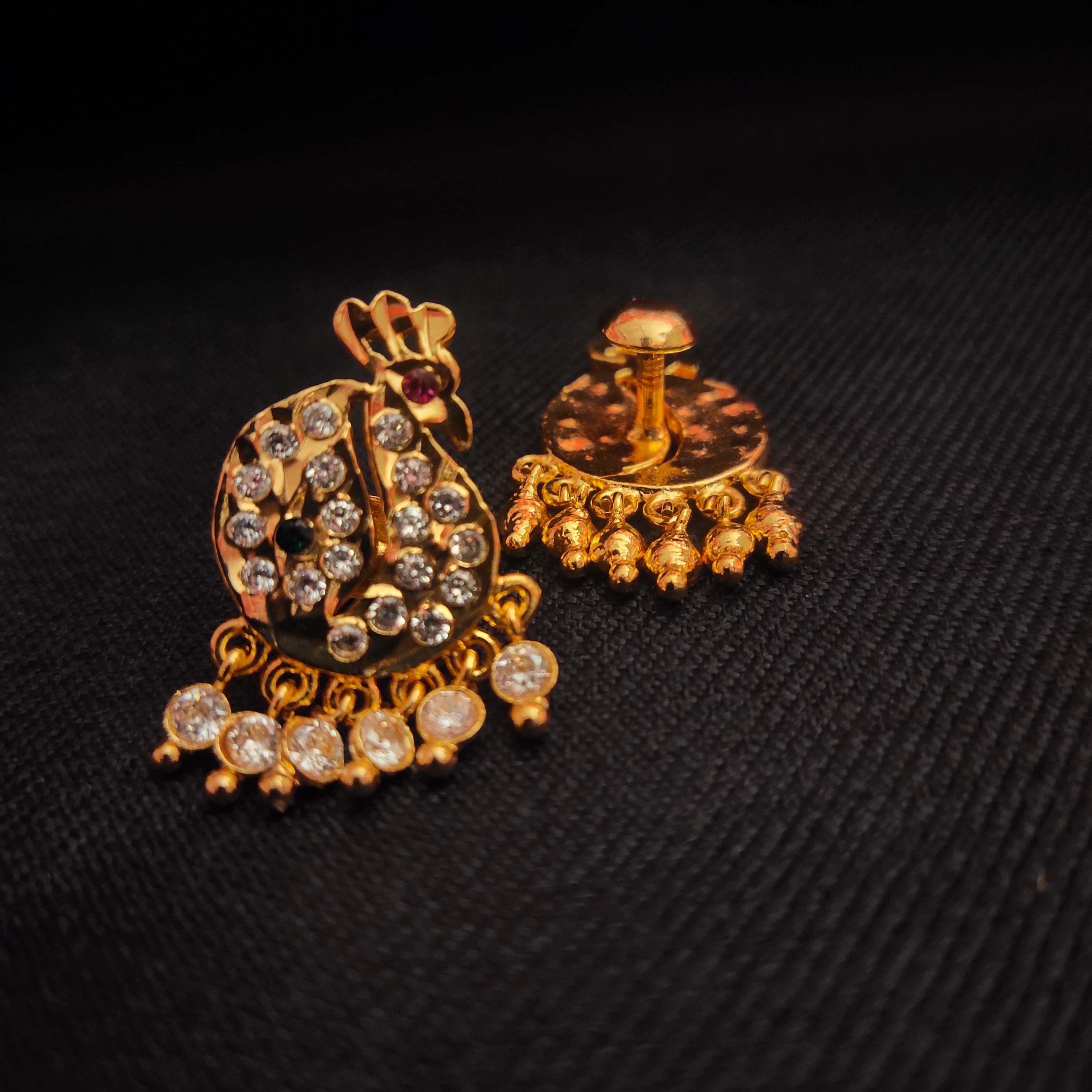 Panchloha Gatti Chatha Peacock Stud Earrings - Dazzling Traditional Elegance