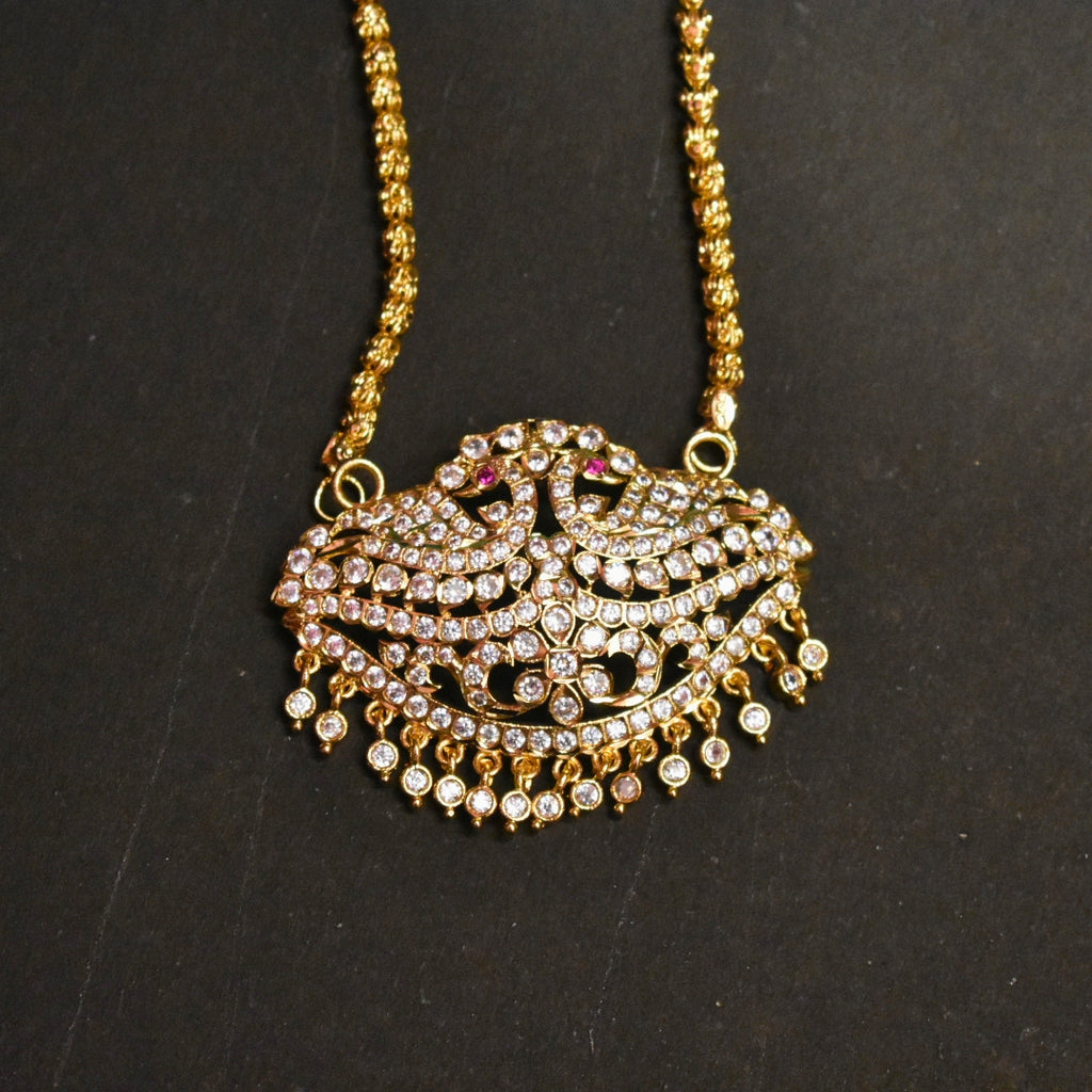 Panchaloha CZ Pendant with 24-Inch Chandramukhi Chain | Traditional Jewelry