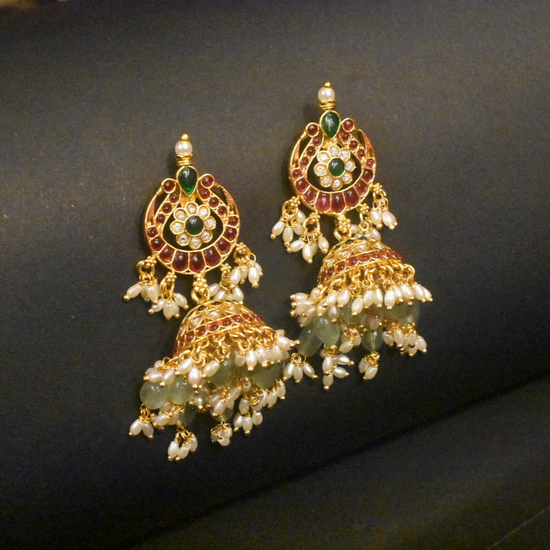 Jadau Kundan Jhumka Earrings - Traditional Indian Jewelry