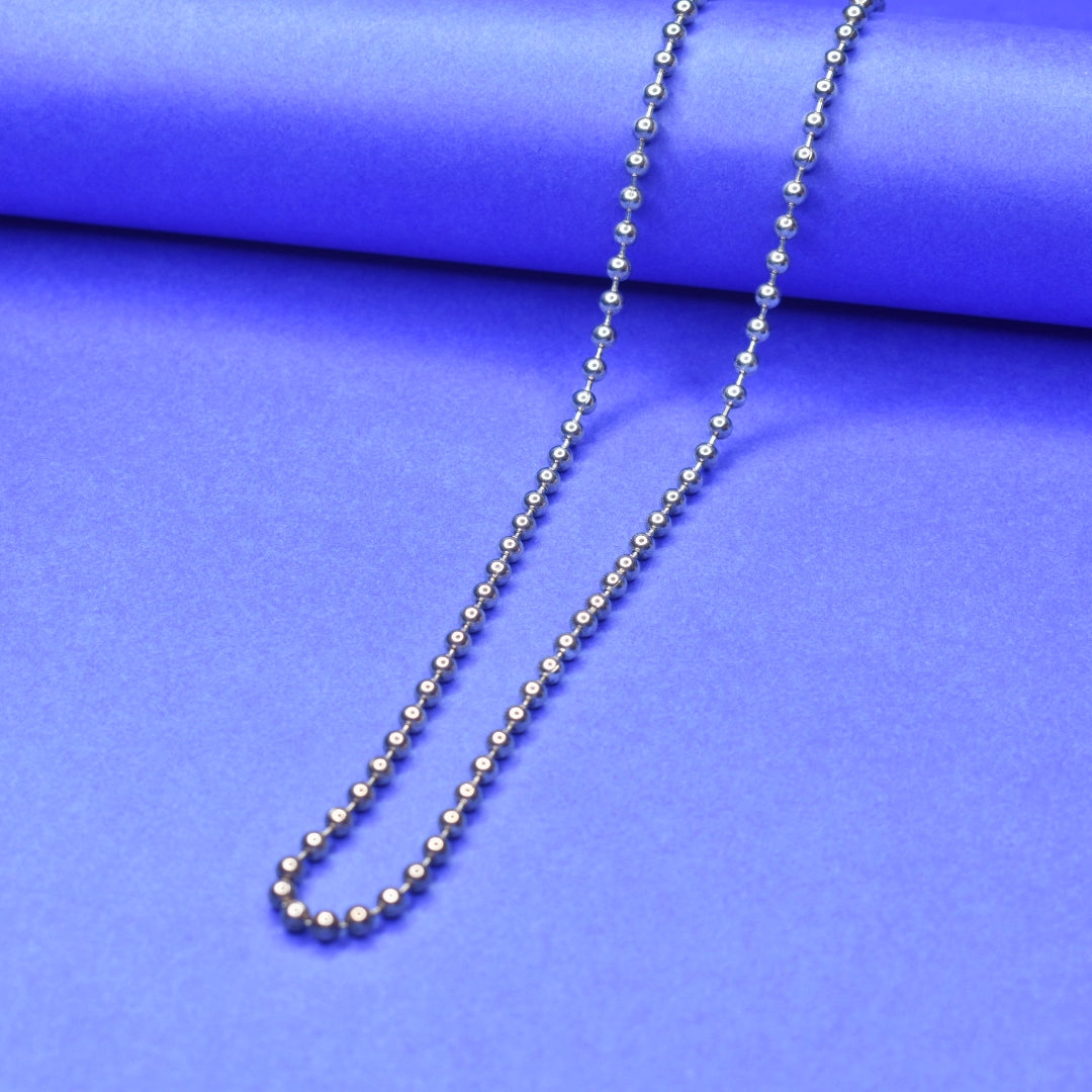 92.5 Sterling Silver Ball Chain for Men & Women - 20 Inch Bead Chain
