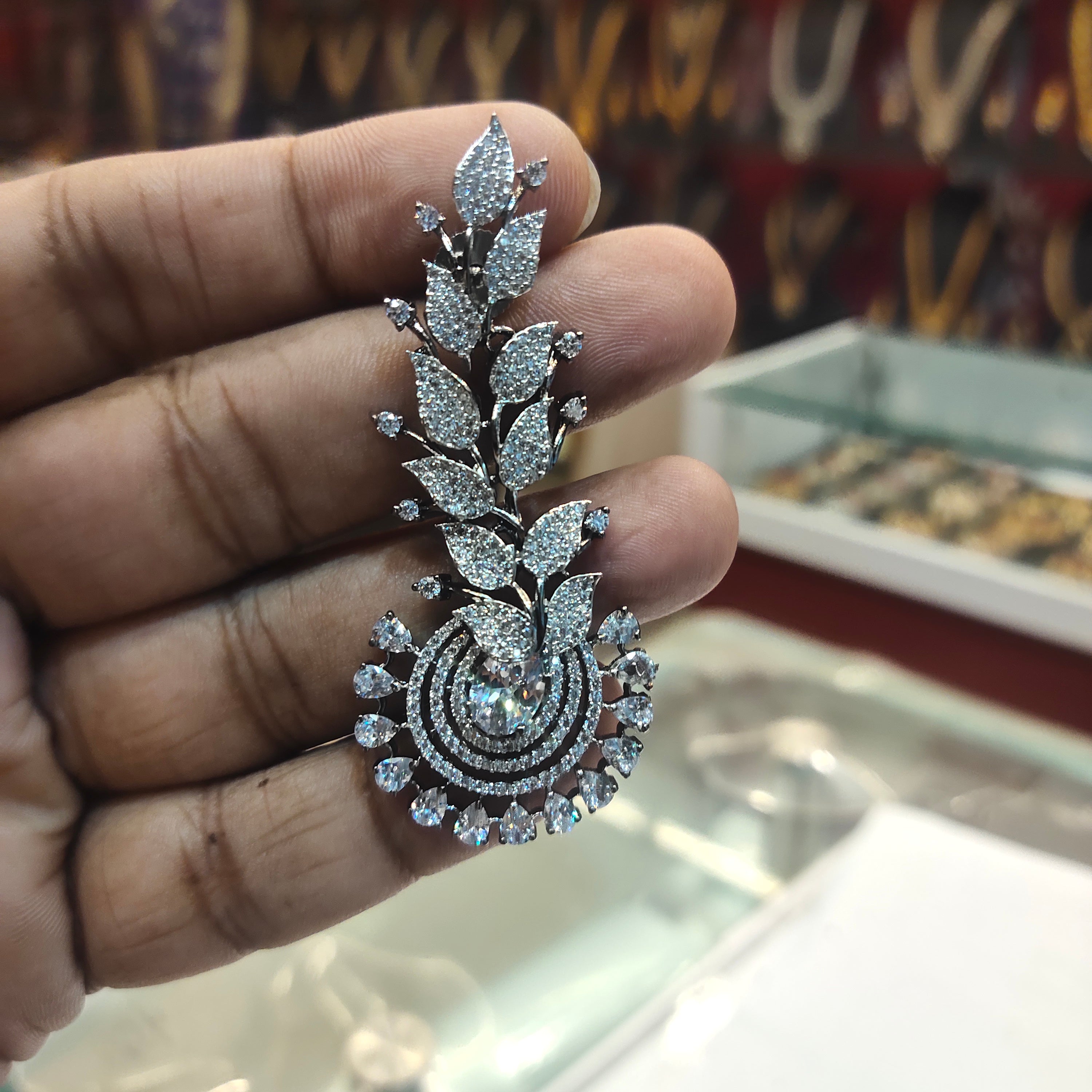 The Asp Zircon RHODIUM White Chandelier Earrings