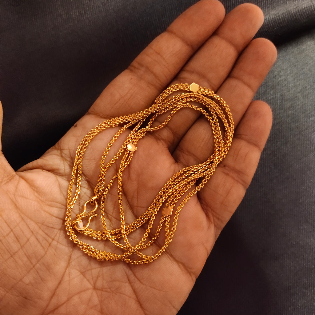 24 Inch Two Layered Thali Chain - 24K Gold Plated Women's Necklace