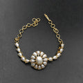 24K Gold Plated Pearl Bracelet - Adjustable Link Chain