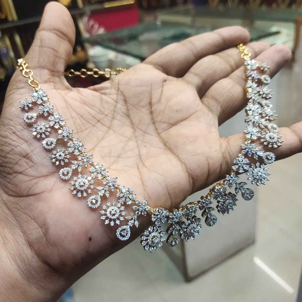 Luxe White Zircon Necklace & Earrings - Rhodium Gold