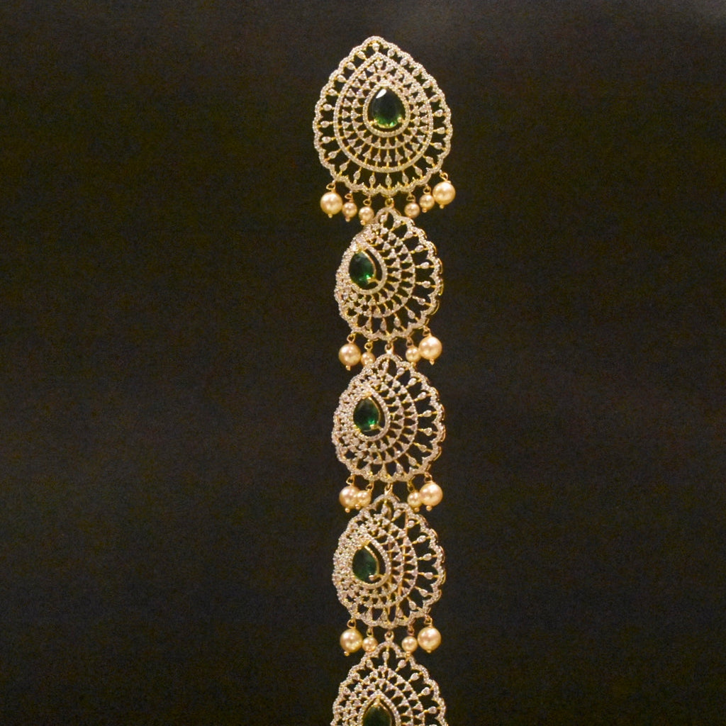 Rhodium Gold Plated Zircon Jada - Premium Bridal Hair Jewelry Set