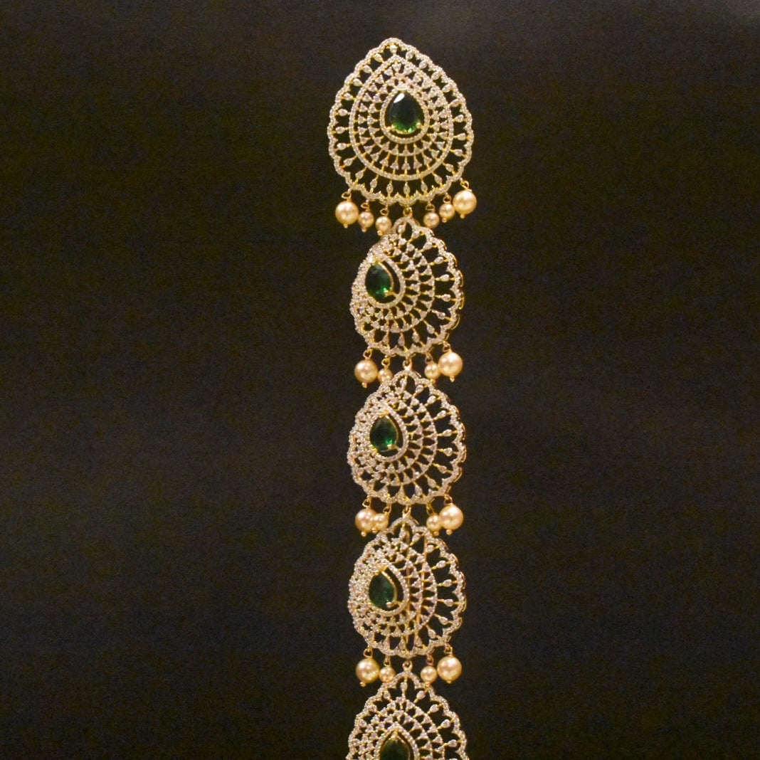 Rhodium Gold Plated Zircon Jada - Premium Bridal Hair Jewelry Set