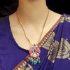 "Timeless Elegance: Discover the Exquisite Beauty of the Classical Gandaberunda Jadau Kundan Real Kemp Long Necklace Set"