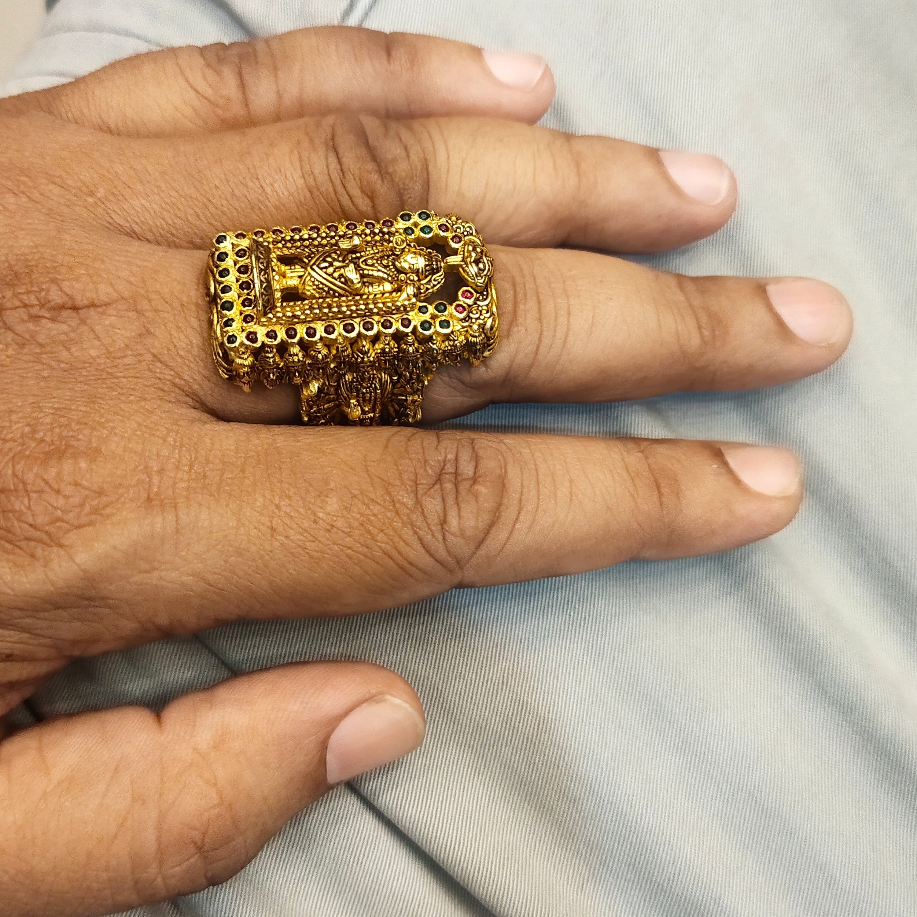 Asp Handcrafted Pure Silver Lord Balaji Ring With Vishnu Vishwaroop for Men