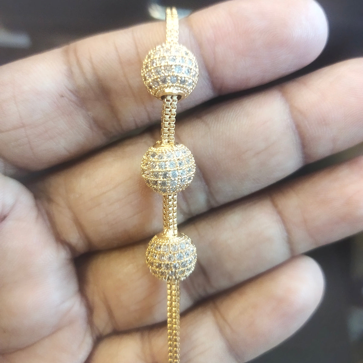 Gold Chain Necklace with Decorative Beads - 24 Inch 787935698606