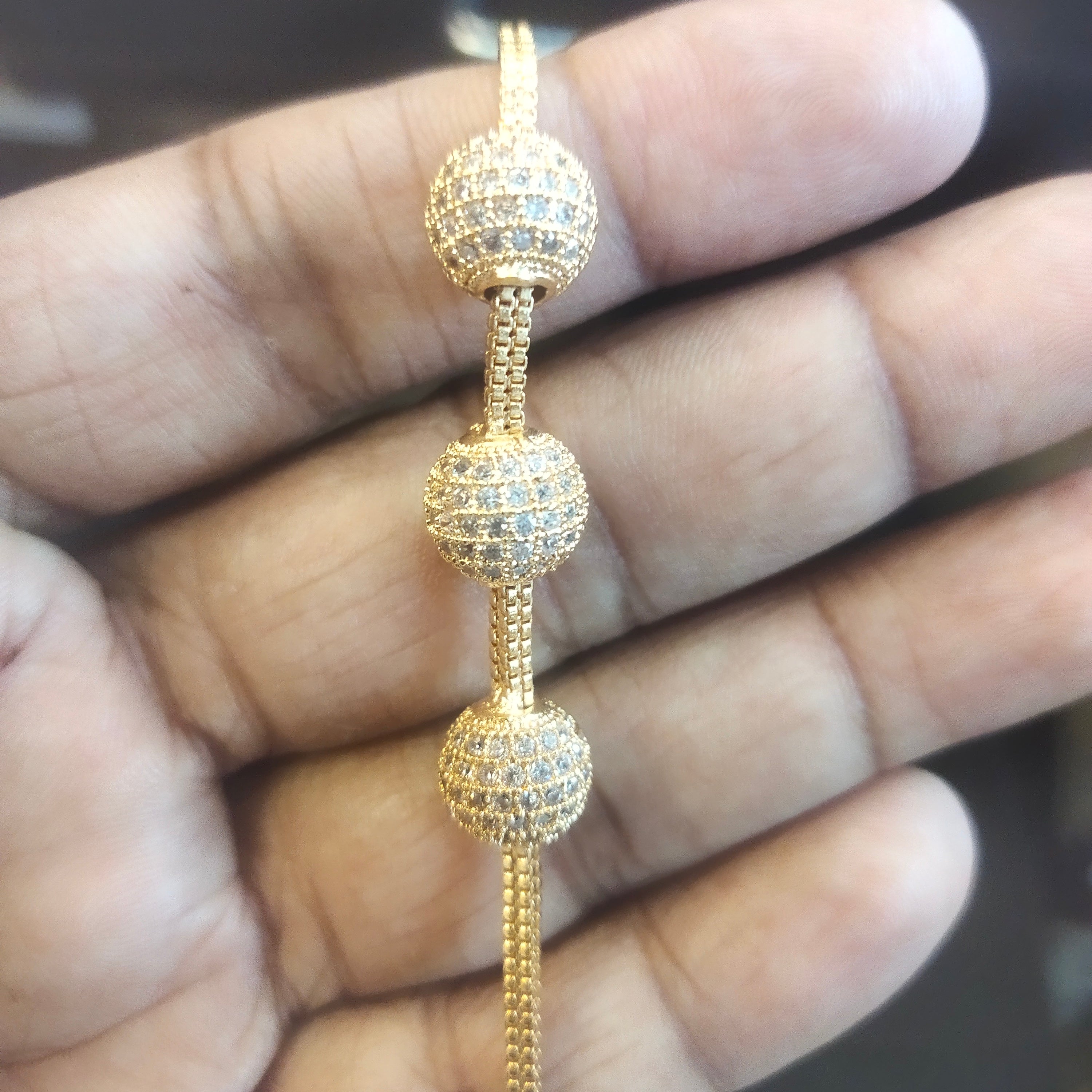 Gold Chain Necklace with Decorative Beads - 24 Inch