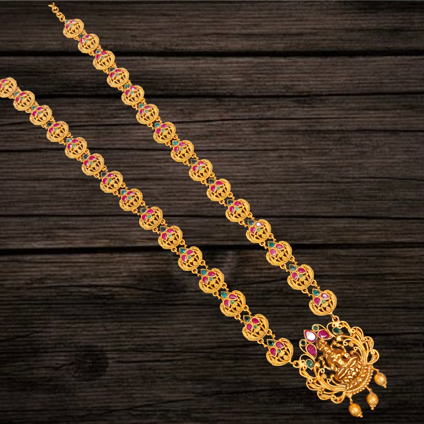 A Luxurious Antique Look Laxmi Long Necklace Set By Asp Fashion Jewellery