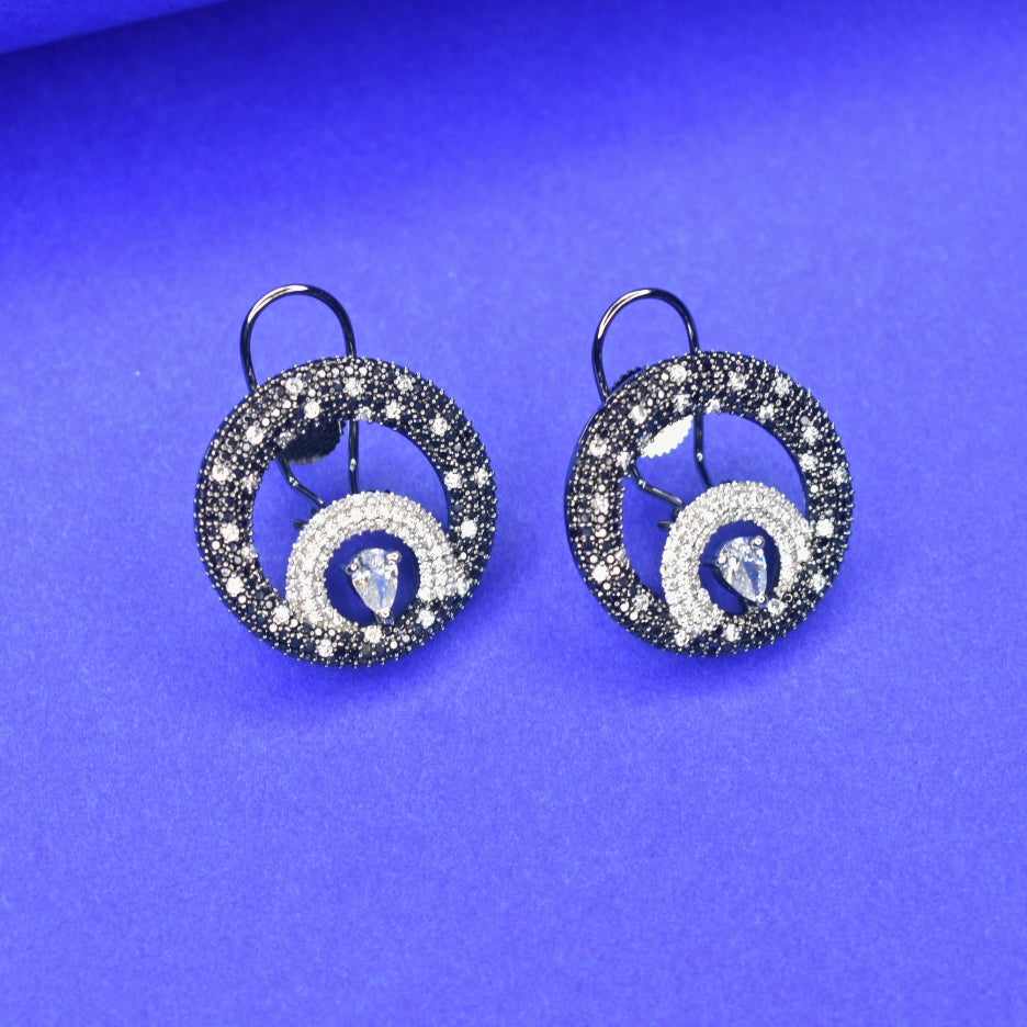 Sparkle in Style Black Crystal Earrings - Elegant Office Wear