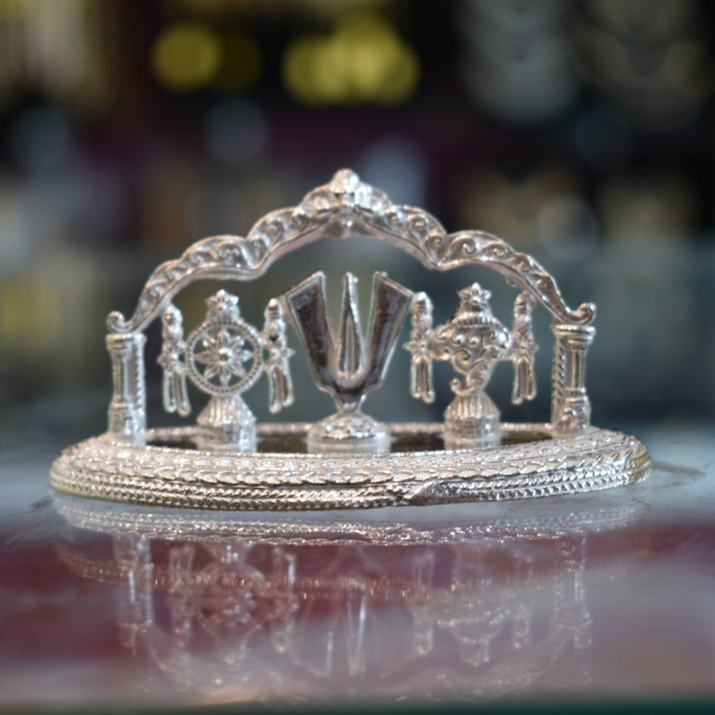 Pure Silver Shank Chakra Namam Stand - Handcrafted Spiritual Accessory