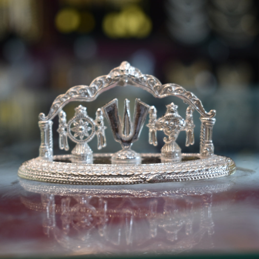 Pure Silver Shank Chakra Namam Stand - Handcrafted Spiritual Accessory