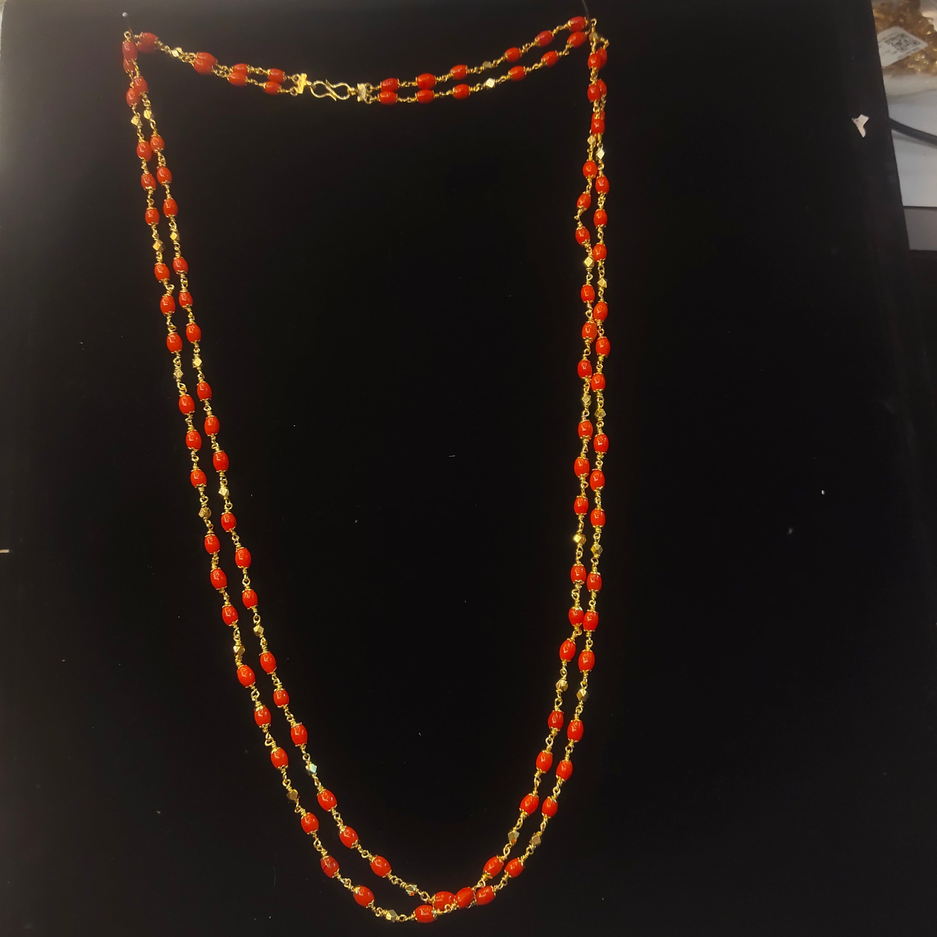 Coral Bead Long Necklace | Gold Chain Mala – Asp Fashion Jewellery