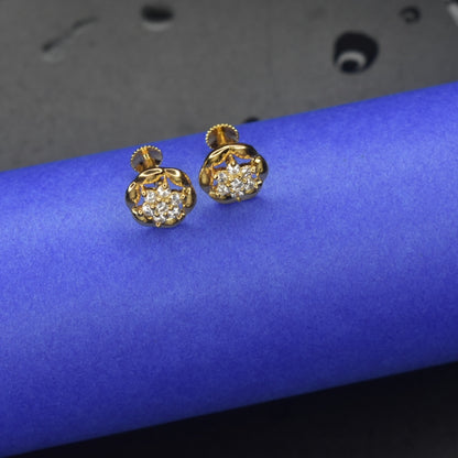 "Sparkle in Style: 92.5 Sterling Silver Gold-Plated American Diamond Earrings with Secure Screw Back Closure"