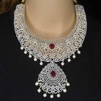 "Shine Bright: The Stunning Gj Polished American Diamond Necklace by ASP Fashion Jewellery"