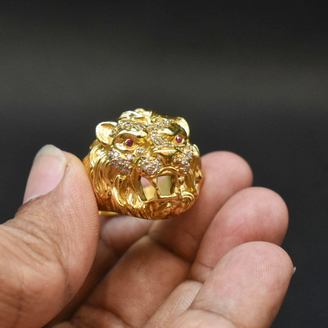 Roaring Lion Head Panchaloha Men's Ring - Handmade Premium Finishing